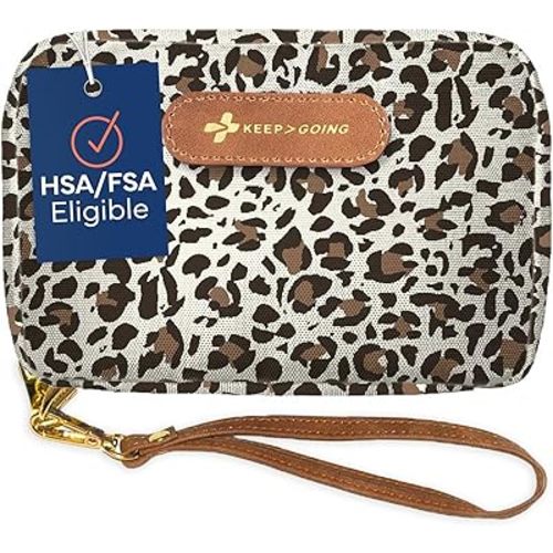 Keep Going Travel First Aid Kit for Kids – 130 Pc.for Purse with Latex-Free Bandages – 7 x 5 x 2 in. Travel First Aid Kit TSA-Approved, Leopard