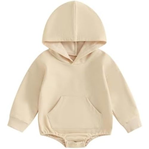 Thorn Tree Newborn Baby Boys Hooded Sweatshirt Long Sleeve Solid Romper Infant Baby Fall Winter Spring Outfits