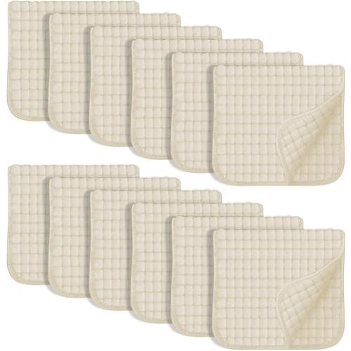 SWEET DOLPHIN 12 Pack Muslin Burp Cloths Large 100% Cotton Hand Washcloths for Baby - Baby Essentials Extra Absorbent and Soft Boys & Girls Milk Spit Up Rags for Newborn Registry - Ivory, 20" X10"