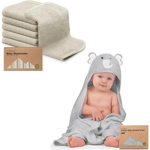 KeaBabies Baby Washcloths for Newborn, Kids and Baby Hooded Towel - Bath Baby Towels, Face Towel, Face Cloths - Baby Towel, Toddler Towels, Hooded Towels for Baby