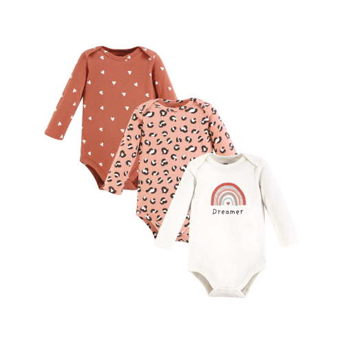 Hudson Baby Cotton Long-Sleeve Bodysuits 3-Pack Newborn-24 Months Multipack Prints Stripes
