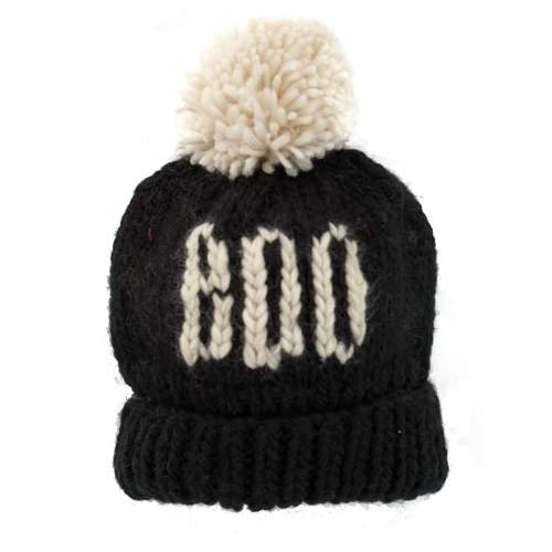 Boo Knit Pom Hat, Black