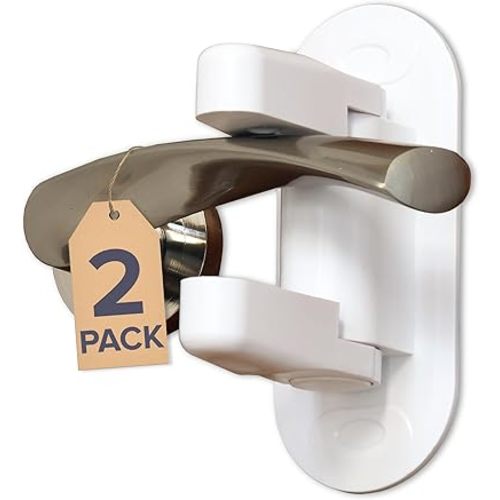 Door Lever Lock Child Proof - Pack of 2 Child Safety Door Locks for Lever Handles Prevents Toddlers From Opening Doors - Easy Operation for Adults Lever Door Child Lock to Baby Proof Doors
