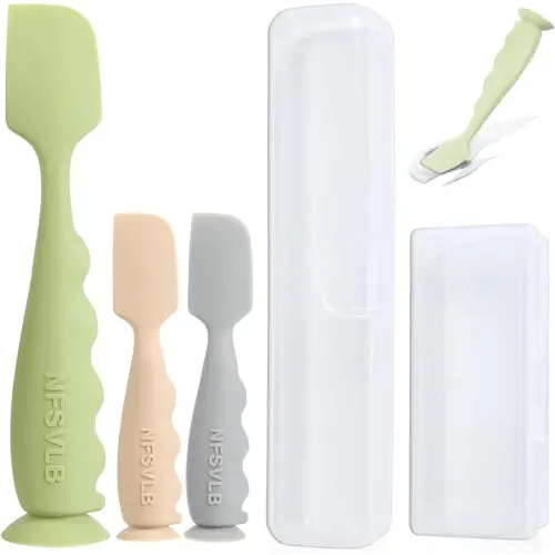 Baby Diaper Cream Spatula with Case-1 Large 2 Mini Butt Paste Spatula with 2 Travel Case-Soft Baby Butt spatula baby Diaper Cream Applicator-Diaper Rash spatula Bum Spatulas Brush