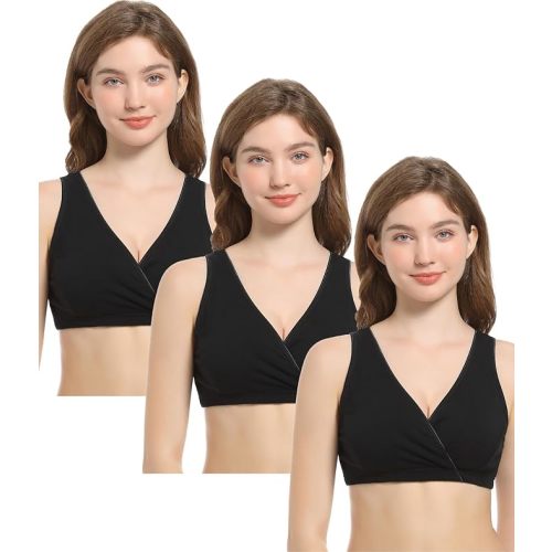 3 Pack Cotton Maternity Nursing Bras Breastfeeding Sleep Bra Pregnancy Bralette