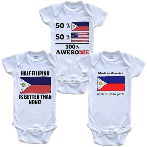 Filipino American Baby Bodysuit Bundle (3 Piece Set)