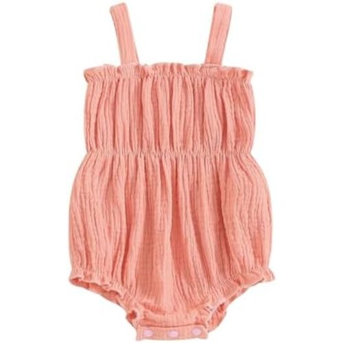 Newborn Baby Girl Summer Sleeveless Bodysuit One Piece Ruffle Strap Romper Playsuit Jumpsuit Clothes 0-24M