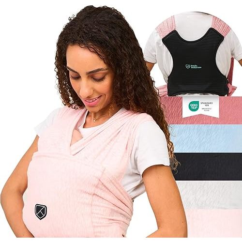 Koala Babycare Baby Carrier Wrap, Adjustable and Easyt-to-Wear As a T-Shirt - Baby Wearing Wrap One Size Fits All - Unisex Infant Wrap Carrier Up to 22lbs
