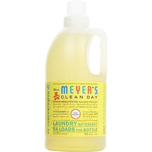 MRS. MEYER'S CLEAN DAY Baby Laundry Detergent Liquid, Infused with Essential Oils, Baby Blossom, 64oz (64 Loads)