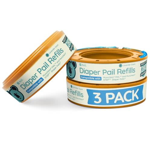 Reli. Diaper Pail Refill Bags, Compatible with Munchkin Step, Pail (3 Pack) | Pail Refills w/Lavender Scent | Odor Blocking, Strong, Easy Replacement | Holds up to 840 Diapers