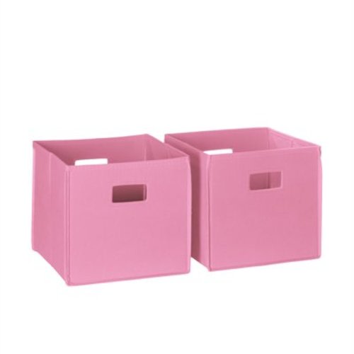 RiverRidge Kids 2pc Fabric Collapsible Storage Cube Organizers with Handles for Playroom Organization - Pink