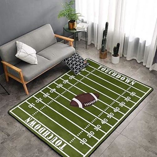 Sports AreaRug Retro American Football Field and Rugby Floor Mat Non-Slip Doormat Living Dining Dorm Room Bedroom Decor Carpet 63X47inch