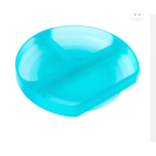 Bumkins Silicone Divided Grip Dish with Suction Base - Aqua Jelly