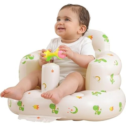 AGITVPS Upgrade Inflatable Baby Seat with Tray for Babies 3-36 Months, Built in Air Pump Bumbo Seat with Tray, Baby Chair Sit Me up Floor Seat for Baby, Learning to Sit&Feeding (Pillar-Dinosaur)