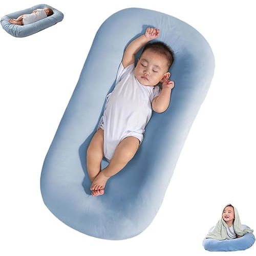 Baby Lounger, Baby Pillows for Sleeping for Newborn, Infant Lounger Pillow,Baby Lounger for Newborn 0-24 Months, Soft Organic Breathable Lounger Pillow for Newborn Infants (Blue 0-24 Months)