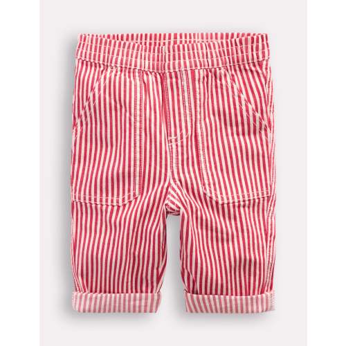 Woven Pull Ons-Soft Ivory/Poppy Red
