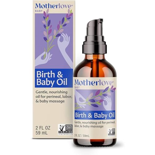 Motherlove Birth & Baby Oil (2 oz) Gentle Lavender-Infused Oil for Perineal, Labor & Baby Massage—Non-GMO, Organic Herbs