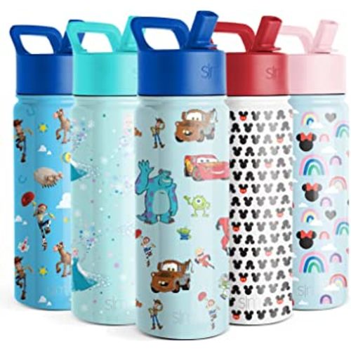 Simple Modern Disney Pixar Kids Water Bottle with Straw Lid | Reusable Insulated Stainless Steel Cup for Boys, School | Summit Collection | 18oz, Pixar Pals