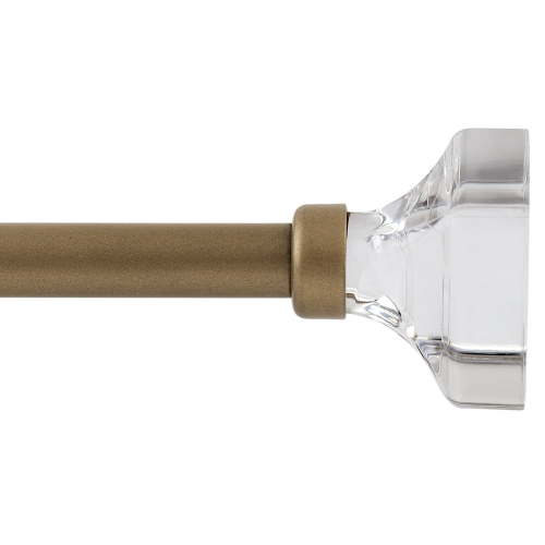 Mainstays 1/2 inch Adjustable Wooden Curtain Rod 28 to 48 inch with Acrylic Square Finials for Door & Windows (Gold)