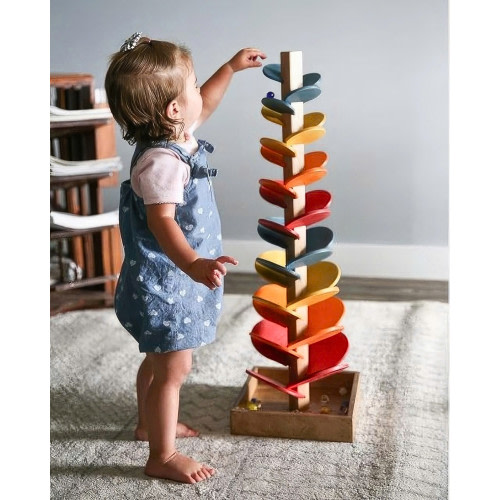 Rainbow Music Tree Wooden Petals Assembly and Marble Run Balls