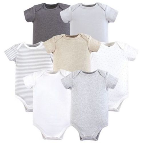 Hudson Baby Cotton Bodysuits 7pk, Neutral Basic, 9-12 Months