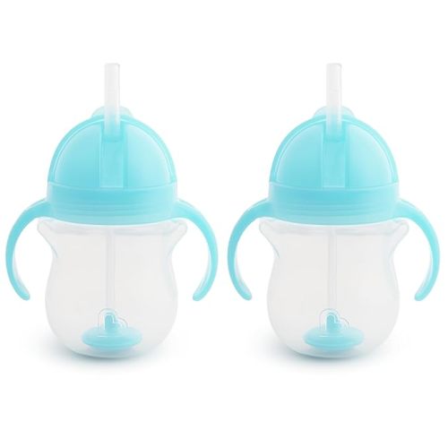 Munchkin® Any Angle™ Weighted Straw Trainer Cup with Click Lock™ Lid, 7 Ounce, 2 Pack, Blue