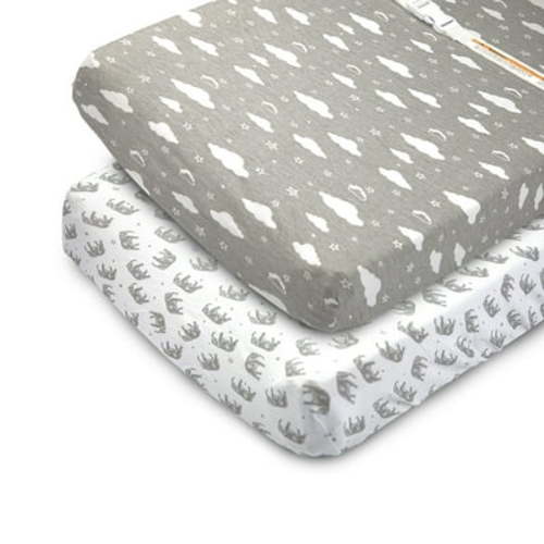 Bublo Baby Changing Pad Cover Sheets Set, 2 Pack, Universal Fitted Changing Table Covers for Boys and Girls, Comfortable Cozy Cradle Sheets, Breathable Soft Jersey Cotton, Fitted 32x15x5 Inches Pads,