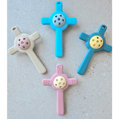 Cross Rattle Teether, Christian Rattle, Baby Teether, Silicone Teether, Baptism Gift, Baby Shower Gift