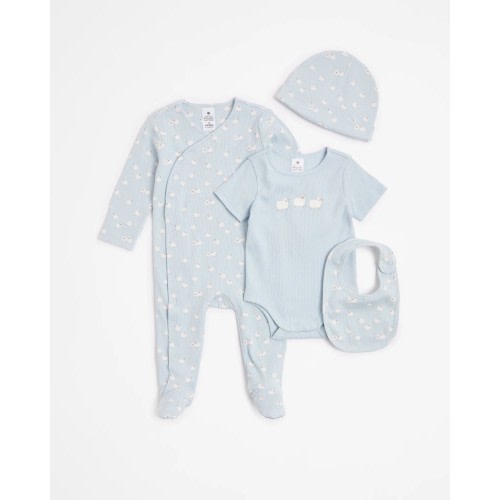 Baby Organic Cotton Waffle 4 Piece Starter Pack Set - Blue Sheep | Target Australia