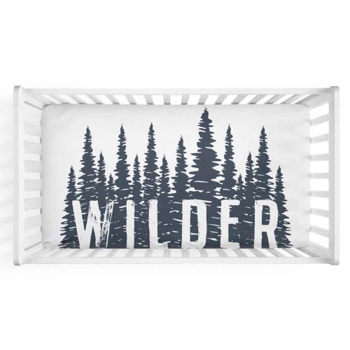 Wilder's Woodland Forest Trees Personalized Crib Sheet