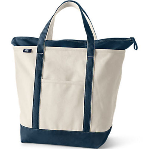Large Natural 5 Pocket Zip Top Canvas Tote Bag | Lands' End