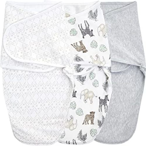 aden + anais Essentials Easy Wrap Swaddle, Cotton Knit Baby Wrap, Newborn Wearable Swaddle Sleep Sack, 3 Pack, Toile, 0-3 Months, Small/Medium