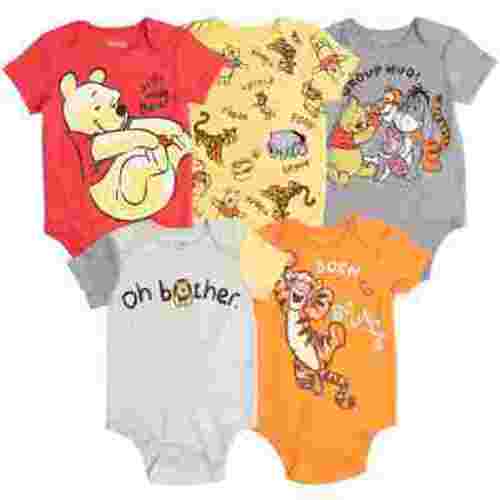 Disney Baby 5-Pack Bodysuits: Mickey, Lion King, Pixar, Pooh, Donald, Pluto, Minnie - Newborn to Infant