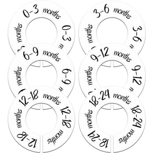 Pro Goleem Baby Closet Dividers Unisex Baby Closet Organizer for Nursery Baby Clothes Size Age Dividers Fits 1.5" Rod 6 PCS