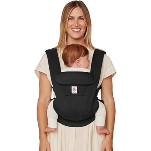 Ergobaby Omni Deluxe Baby Carrier Newborn to Toddler - Breathable Baby Carriers for Summer - All-Position Carrier with Enhanced Lumbar Support & Airflow (7-45 Pounds), Cotton, Onyx Black