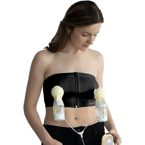 Medela Easy Expression Hands Free Pumping Bra, Black, Large, Comfortable & Adaptable with No-Slip Support for Multitasking