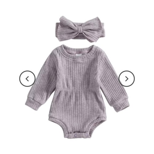Baby Girl Long Sleeve Solid Ribbed Romper – The Trendy Toddlers