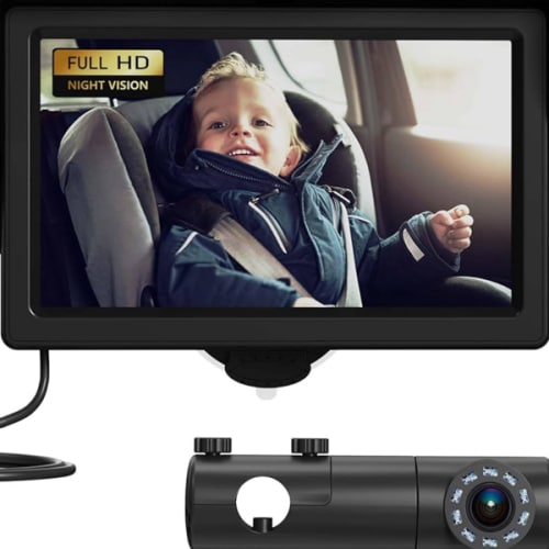 GROWNSY Baby Car Camera, HD Display Baby Car Mirror with Night Vision Feature, 4.3 inch Baby Car Camera with Monitor Wide Clear View, Backseat Camera Rear Facing to Observe Baby’s Every Move