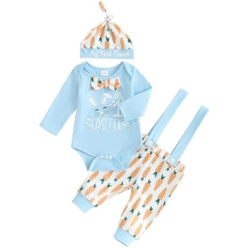 Newborn Baby Boy Clothes Long Sleeve Romper and Pants Hat Infant Boy Coming Home Outfit 3Pcs