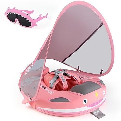 Joyooss Mambobaby Float with Canopy, Never Flip Over Baby Pool Float Float with Canopy Non Inflatable Infant Pool Float, Water Float with Removable UPF 50+ UV Baby Floaties for 1 year old 0-36 months