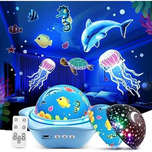 PIKOY Baby Night Light Projector+Remote+Colorful 6 Films Star Projector Night Lights for Kids Room, Dimmable&Timer Kids Night Lights for Bedroom, Rechargeable Star Projector Night Light for Kids Gifts