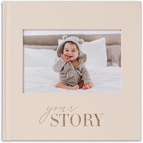 Baby Memory Book - Baby Photo Albums - Baby Scrapbook & Record Book - Baby Journal Gift for Newborn Baby Boy & Girl (Cream Fabric)