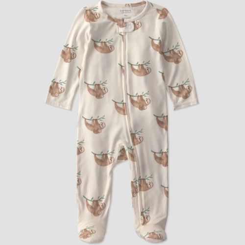 Carter's Just One You® Baby Boys' Sloth Comfy Soft Long Sleeve Sleep N' Play - Ivory 9M