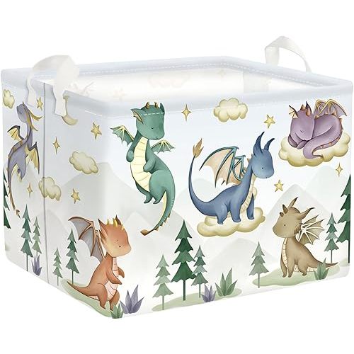 Dinosaur Laundry Hamper Large Storage Basket Cartoon Dino Collapsible Parents Organizer Kids Toy Clothes Bins for Bedroom, Bathroom, Tree, 36L