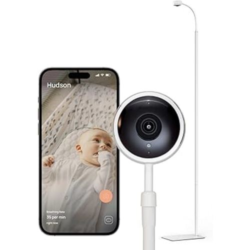 Baby Eye Smart Baby Monitor & Floor Stand, Zero Wearables, Sensor-Free Sleep Breathing Motion Tracker, Cry Detection, Night Vision, 2-Way Audio, AI Monitoring, WiFi Baby Monitor Camera with Phone App