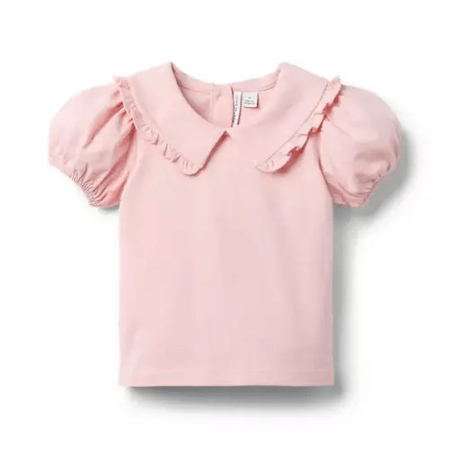 Girl Light Pink Ruffle Collar Top by Janie and Jack
