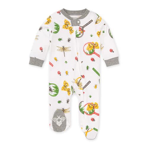 Burt's Bees Baby Boys' Sleep and Play Pjs, 100% Organic Cotton One-piece Zip Front Romper Jumpsuit Pajamas