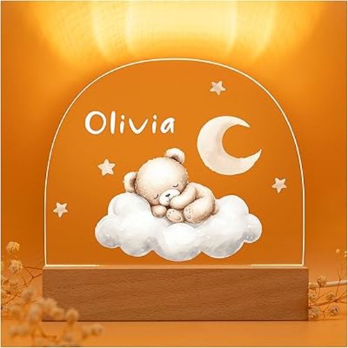 Baby Bear Night Light/Girls Night Light/Light for Baby/Customized Gifts for Kids/Personalized Baby Boy Gifts with Name/Unique Nursery Decor