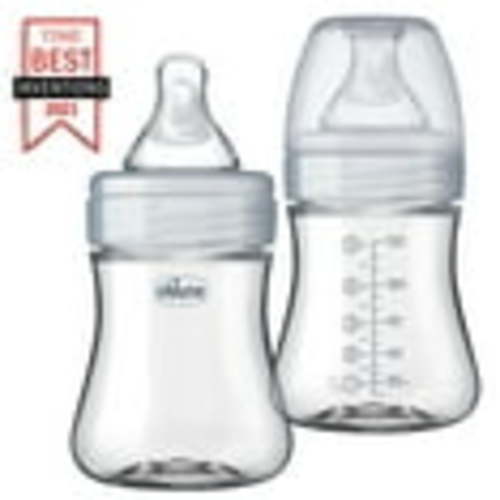 Chicco Duo Hybrid Baby Bottle, Invinci-Glass Inside/Plastic Outside, 5oz, 2-Pack - Neutral, New