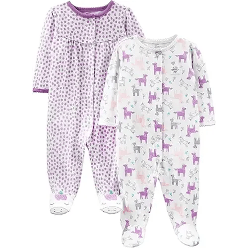 Simple Joys by Carter's Baby Girls' 2-Pack Cotton Snap Footed Sleep and Play